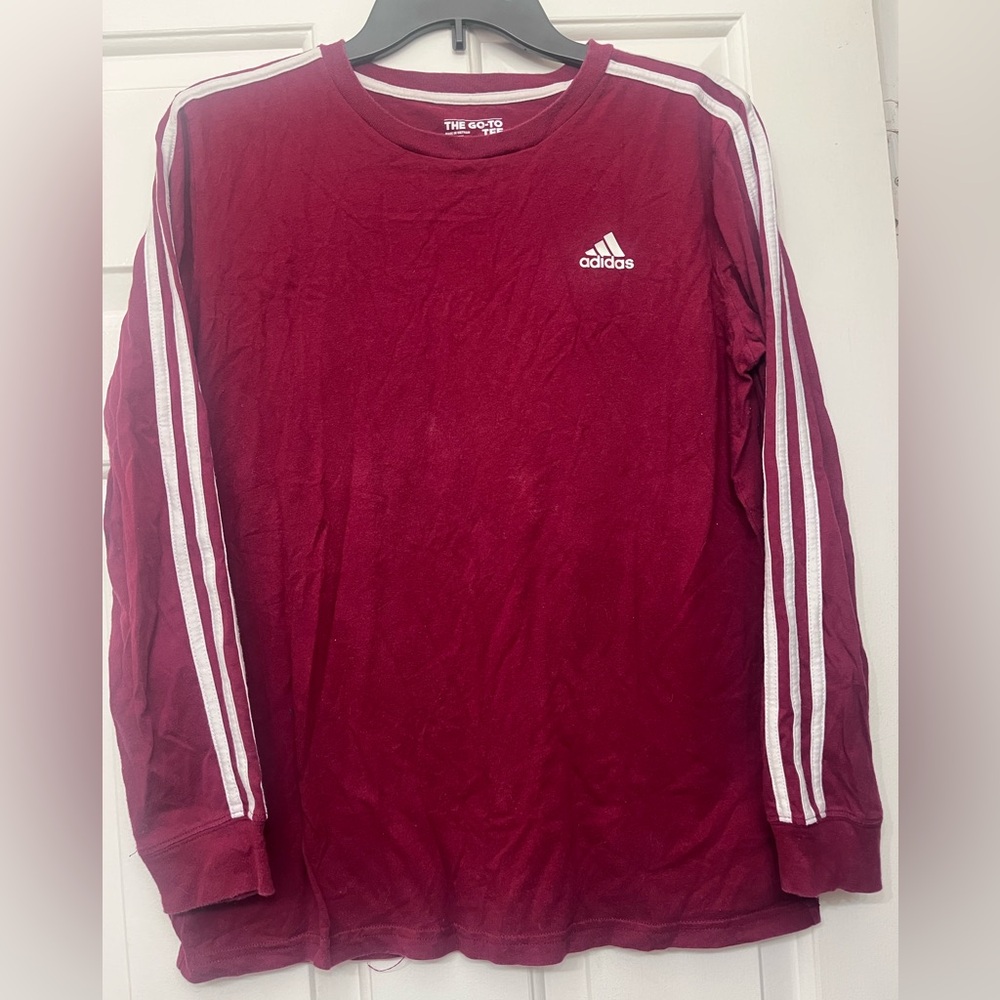 Adidas Big Kid youth large Burgundy Long Sleeve